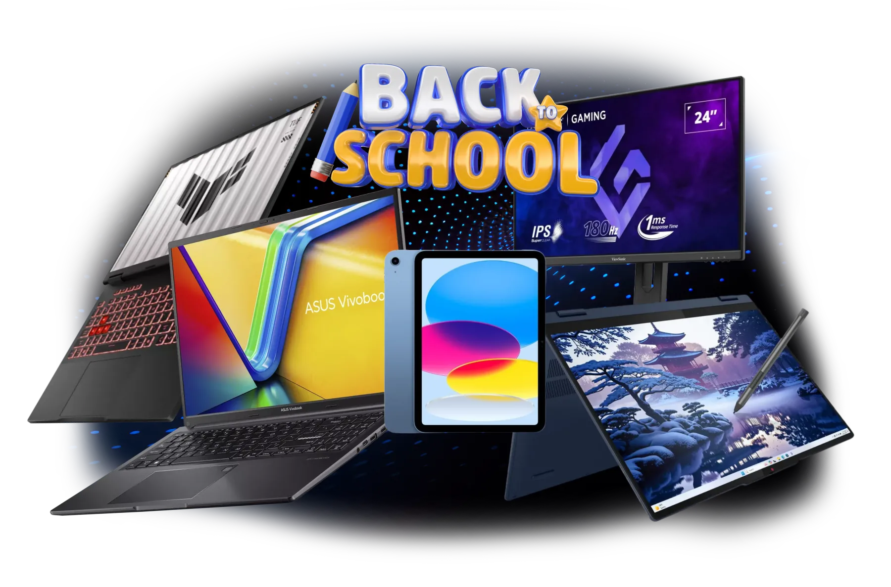 Back-to-school laptops, tablet and gaming monitor